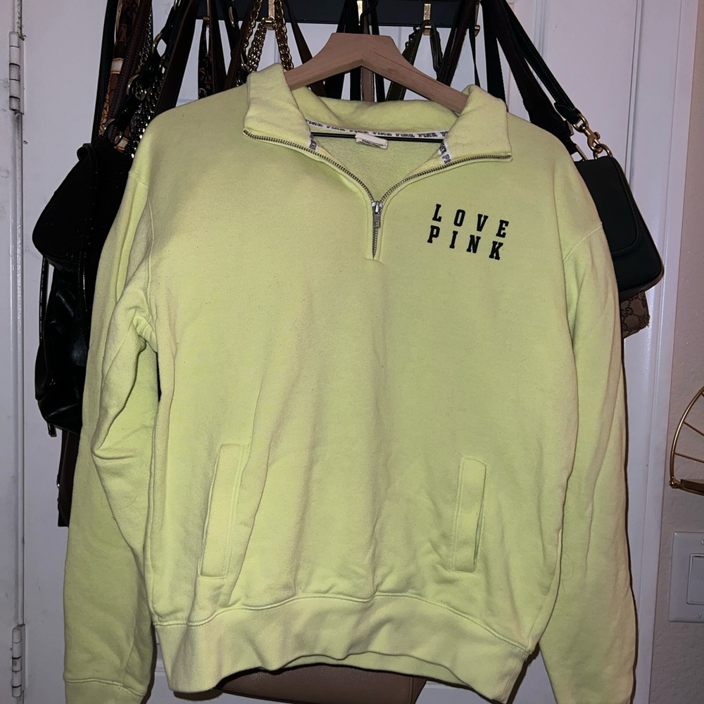 Victoria's Secret Love Pink Women’s Zip-Up Sweater - Light Yellow
